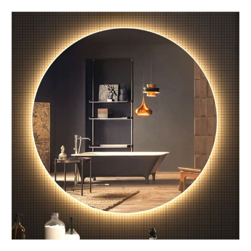 Espelho Redondo Lapidado LED – Retroiluminado, 30/40/50/60cm, Fácil Instalação Varias Medidas