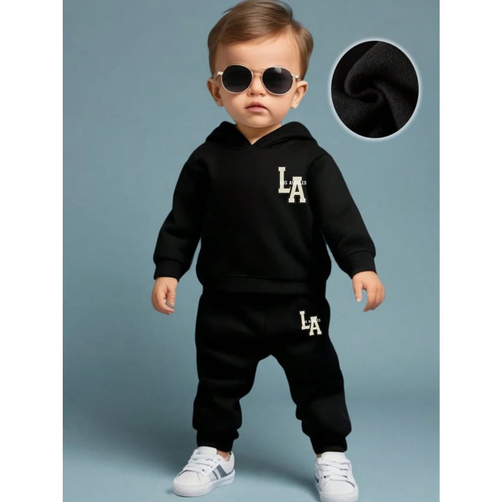 Conjunto Infantil Moletom Com Capuz Calça Blusa De Frio Menino 504