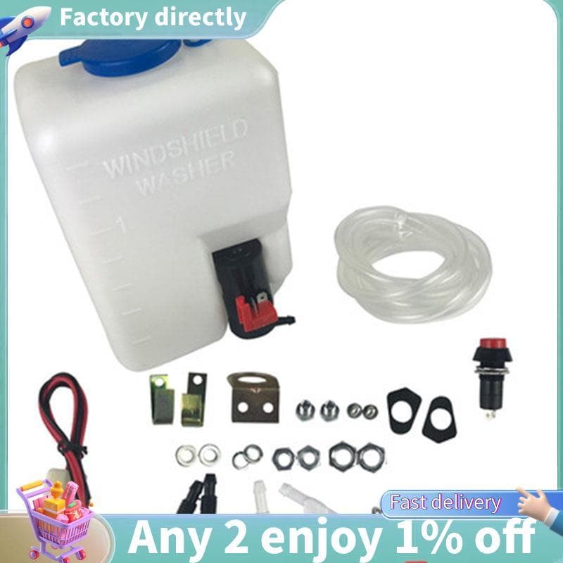 12V 1.5L Universal Motocicleta Carro Protetor De Vento Lavadora Reservatório Bomba Garrafa Kit