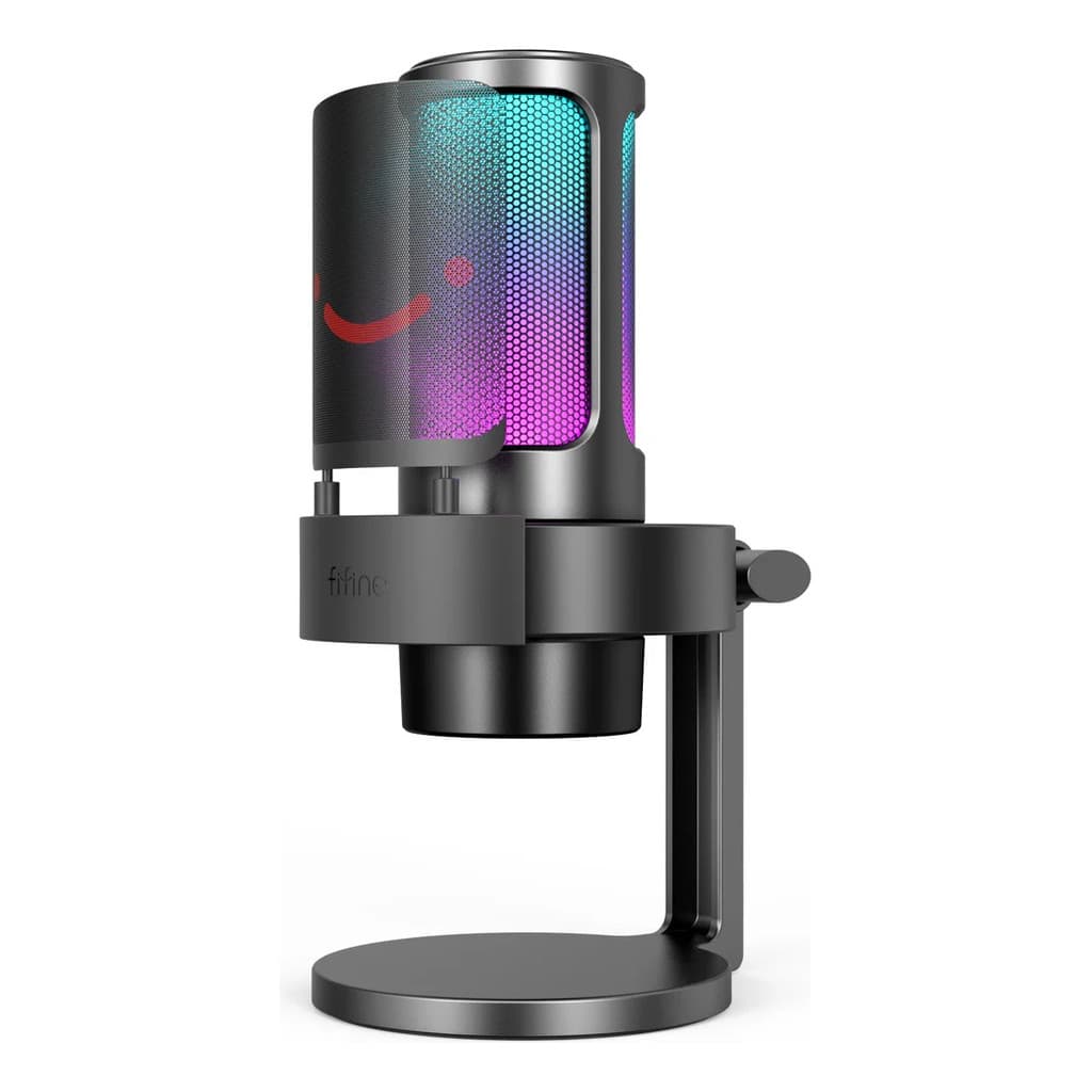 Microfone Condensador Gamer Fifine A8 Usb-c Preto Com Led