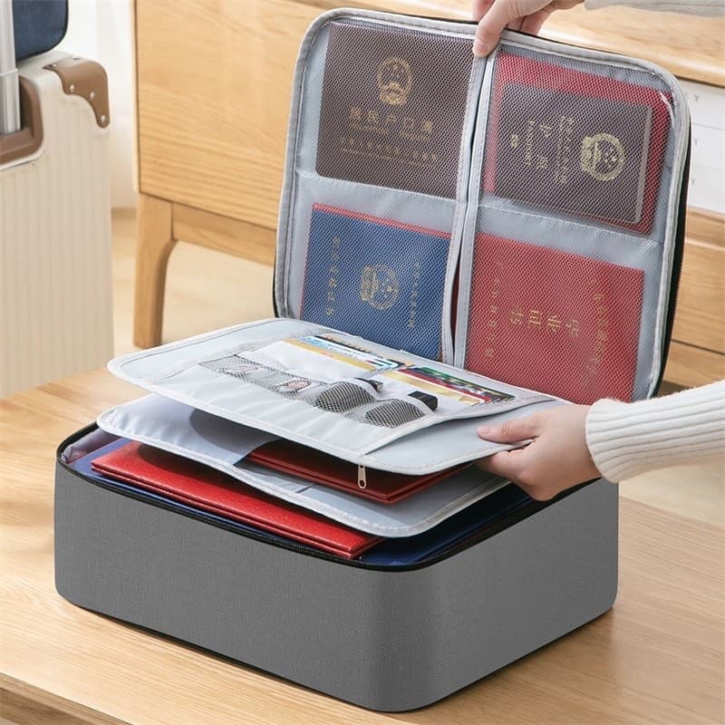 Bolsa Pasta Organizador De Porta Documentos Vários Compartimento Trava Com Segredo Passaporte Cartão Identidade Diploma