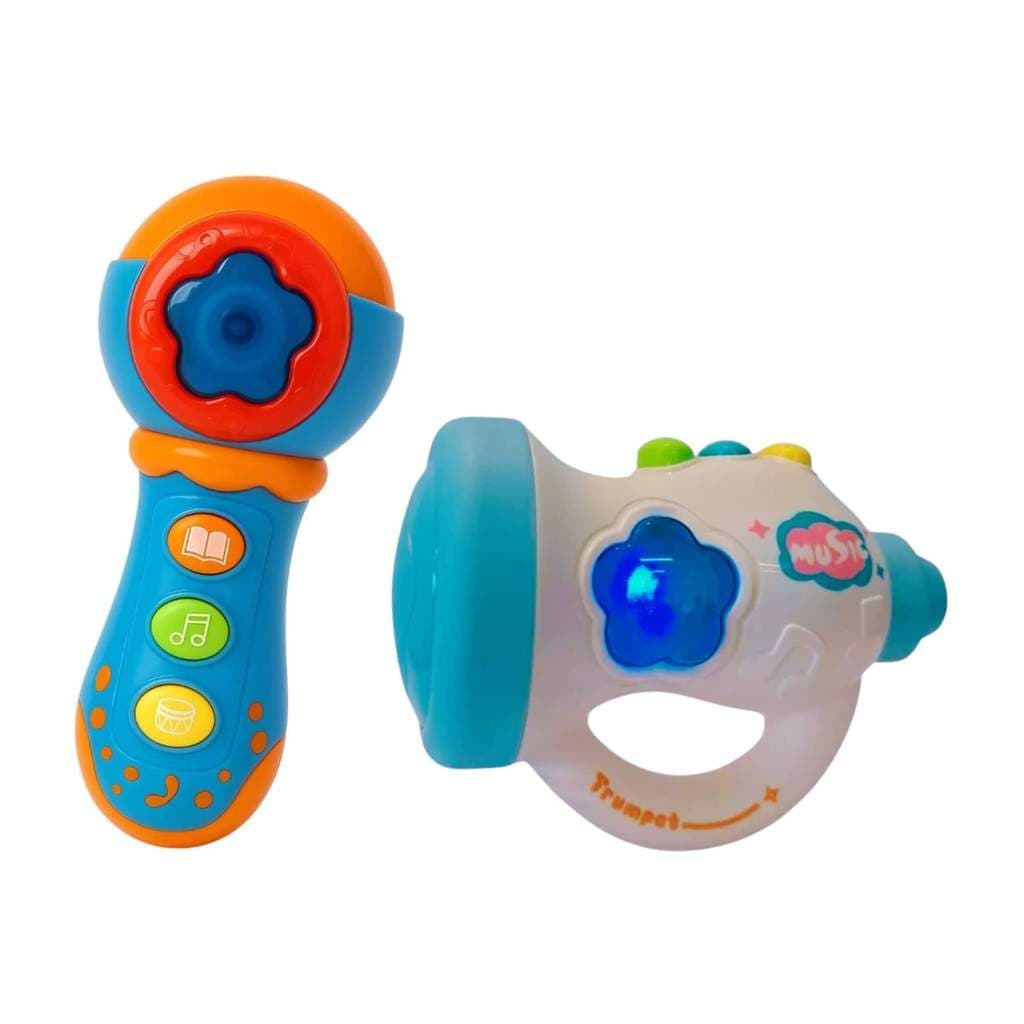 COMP Brinquedo Microfone Infantil + Trompete Musical Interativo