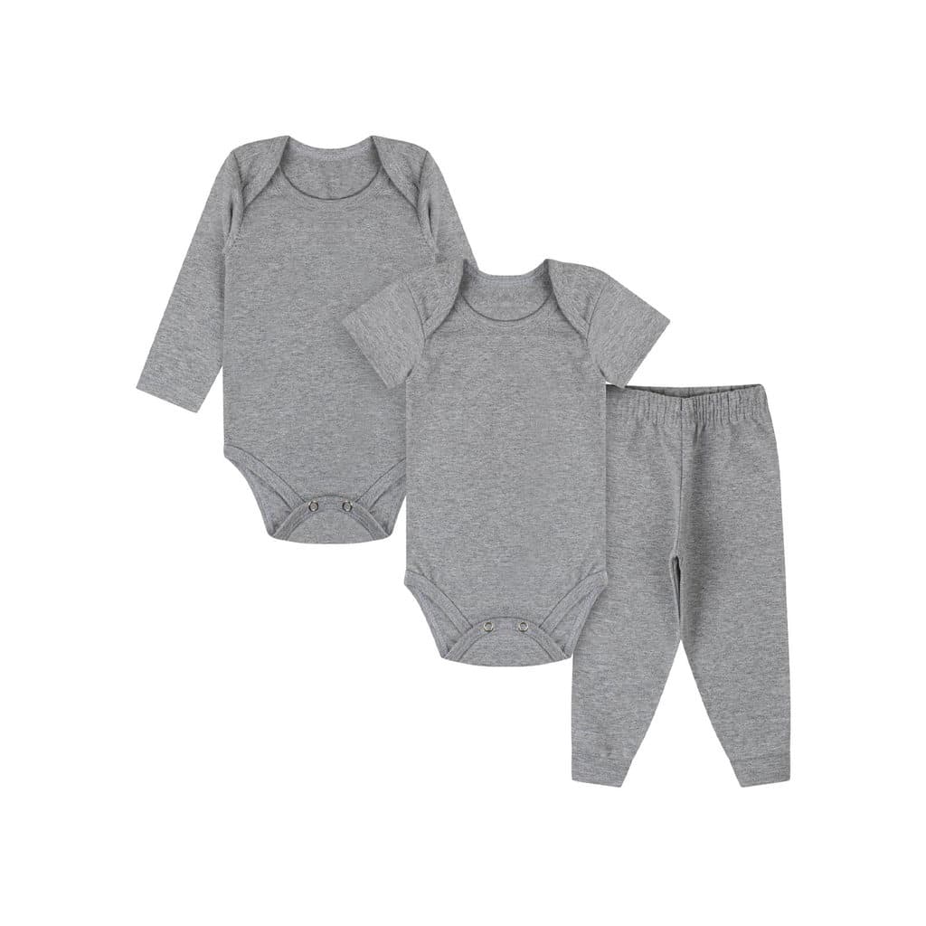 Kit-  body curto + body longo + calça cinza mecla