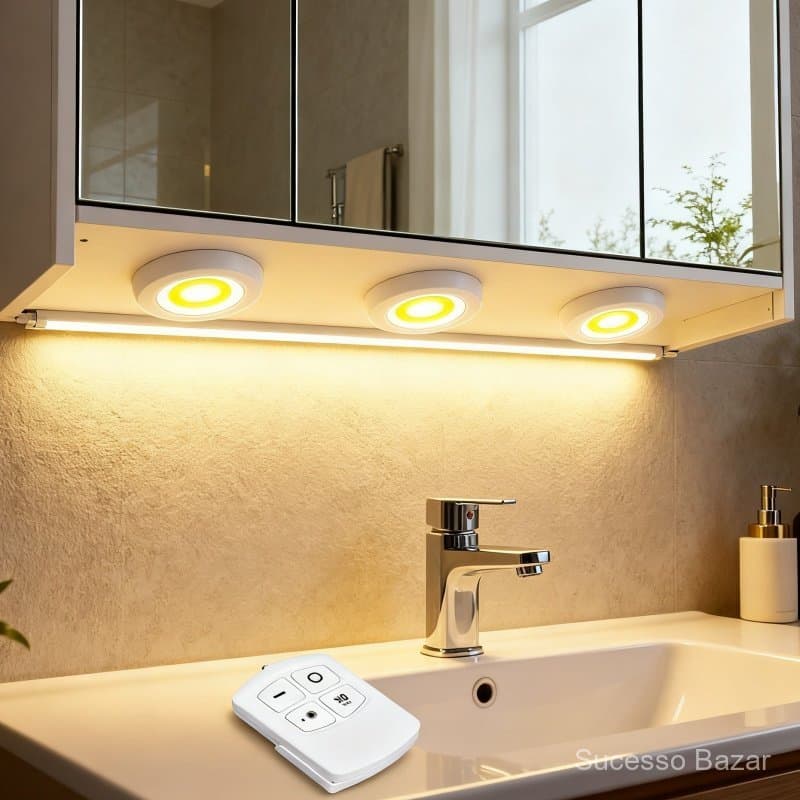 3/6/9 Pcs Lampada Luminaria Led Spot Sem Fio Controle Remoto Luz LED