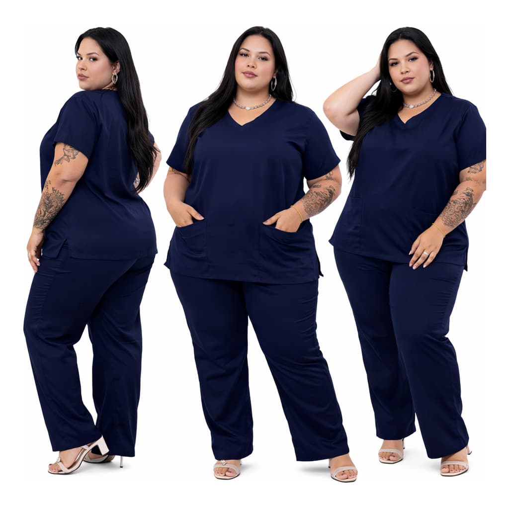 Pijama Cirúrgico Feminino Plus Size Scrub Luxo G1 ao G5 Tecido Gabardine Premium Não Amassa