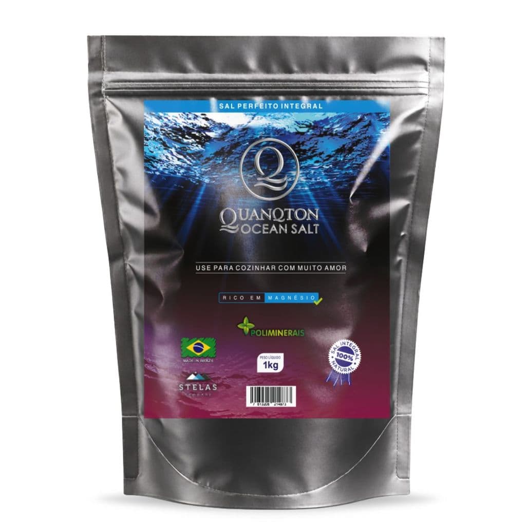 Sal Marinho Integral de 1kg Natural Moído Quanqton Ocen Salt