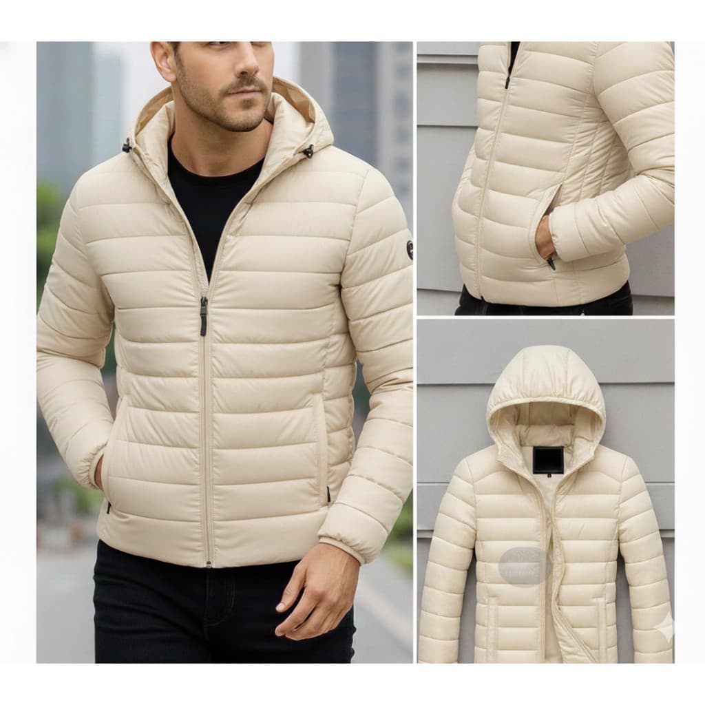 Jaqueta Puffer Masculina Bobojaco Bomber Blusa de Frio Inverno Neve Com Touca Removível