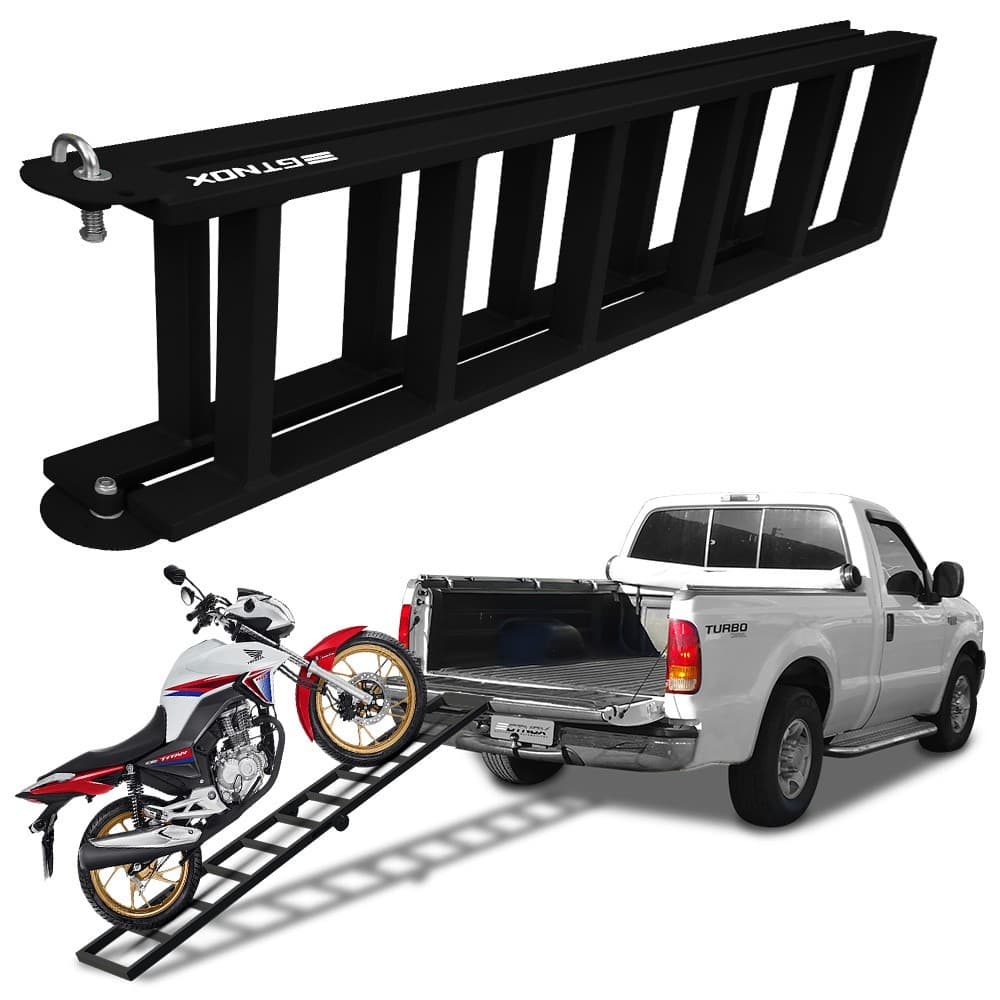 Rampa Para Moto Pickup Em Aço Carbono Universal Preto 200 Kg.