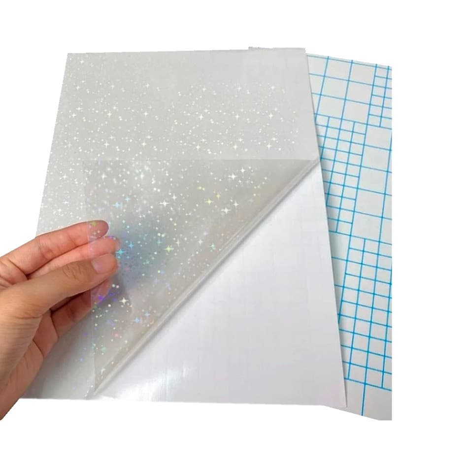 Papel Adesivo Holográfico Vinil Gliter Estrelas A4 50Fls