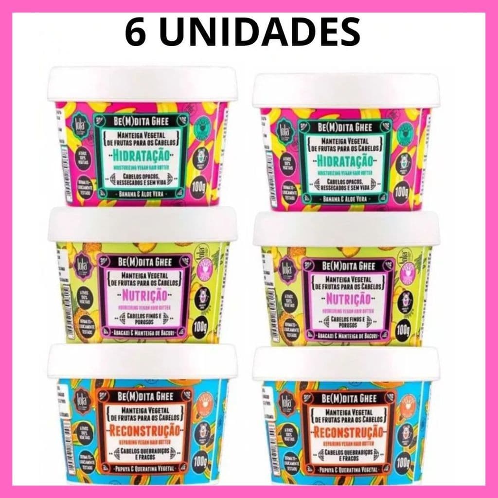 Kit 2 Cronolola Be(M)dita Ghee Lola Cosmetics – 6 Máscaras para Cronograma Capilar Completo