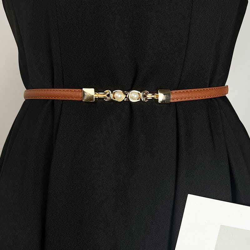 Pérola senhoras cinto feminino combinando saia simples moda All-Match vestido decorativo camisa cintura estreita cinto d