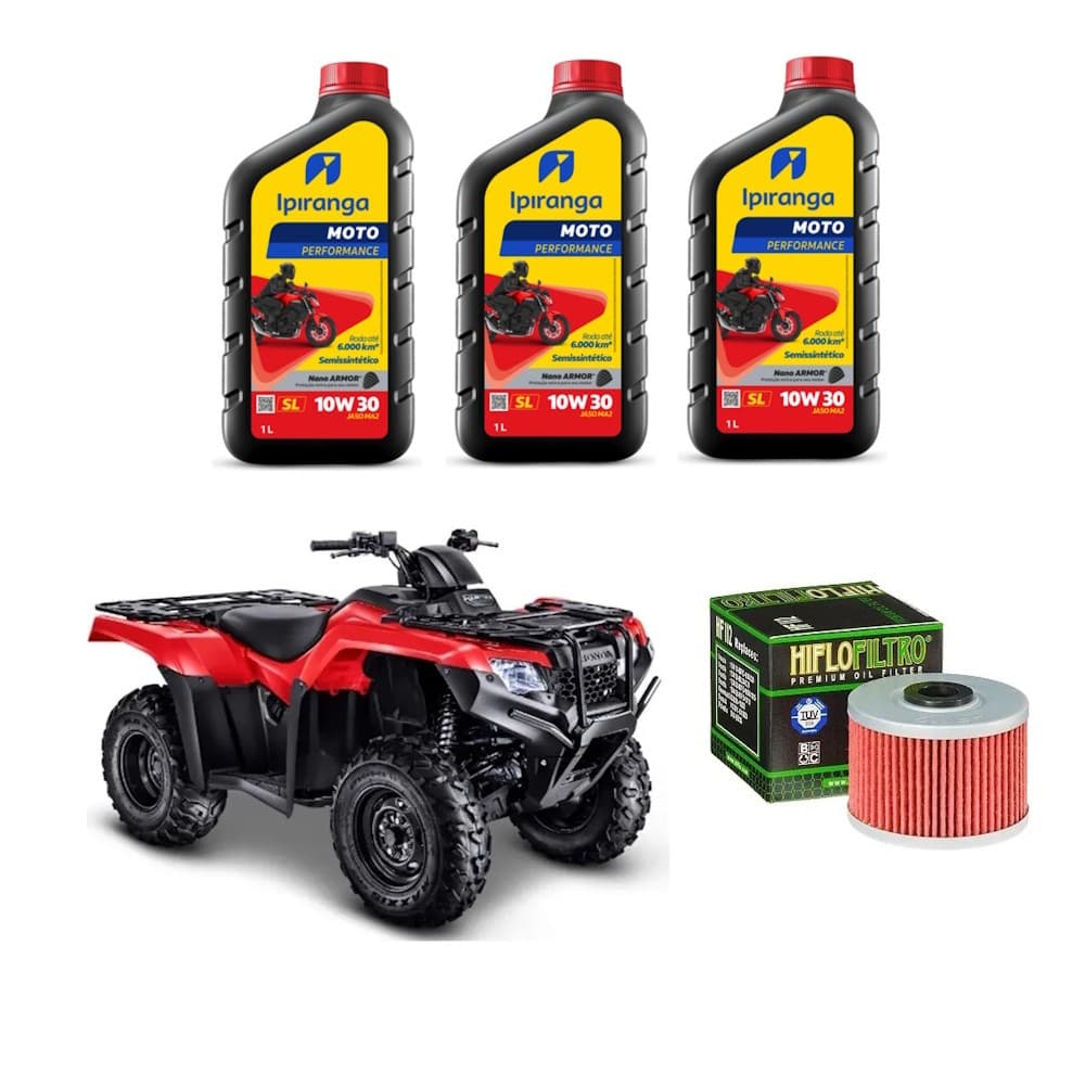 Kit Troca De Óleo Trx420 Ipiranga 10w30 Hf112