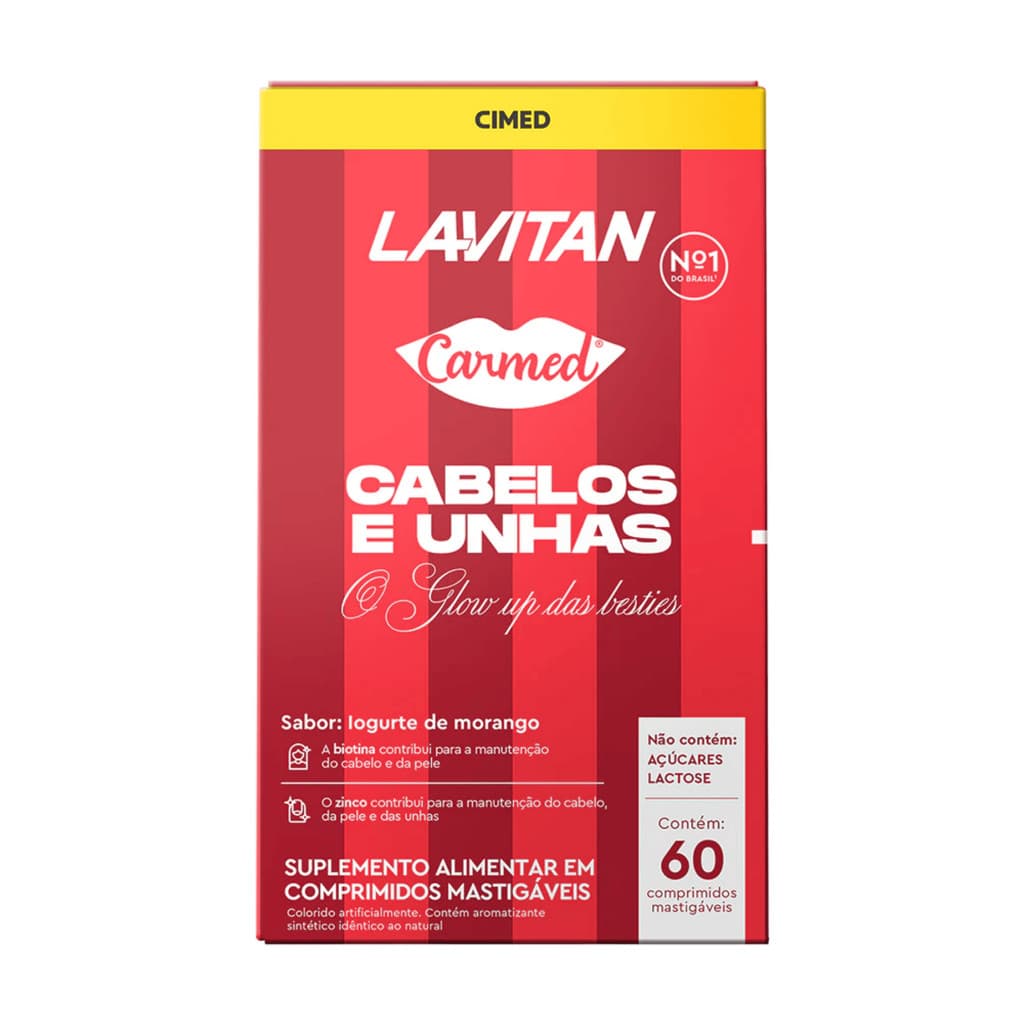 Carmed x Lavitan Cabelos e Unhas Glow Up das Besties Suplemento Alimentar 60 Comprimidos