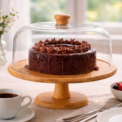 Boleira Bambu Porta Bolo Tortas Doces Sobremesas Cozinha Decoração Suporte com Pé Mesa Bancada