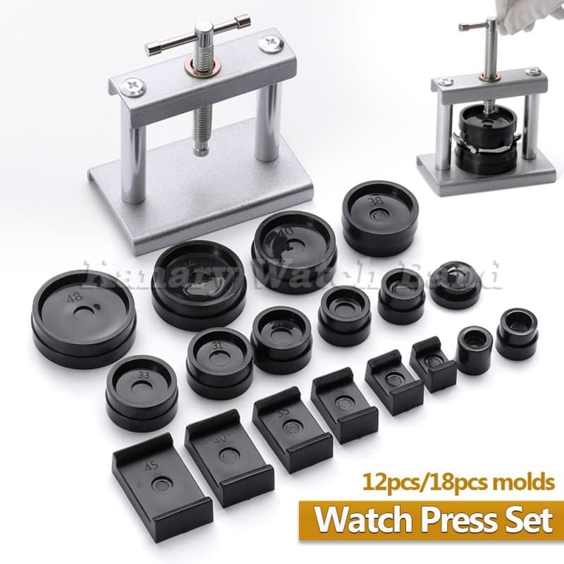 12pcs/18pcs Ferramentas De Reparo De Relógio Conjunto De Prensa De Tampa Traseira Profissional Kit De Matrizes De Montag