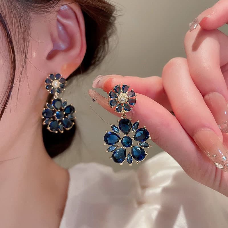 Coréia Novo Estilo Elegante Flor De Strass Exclusivo Brincos De Temperamento Doce