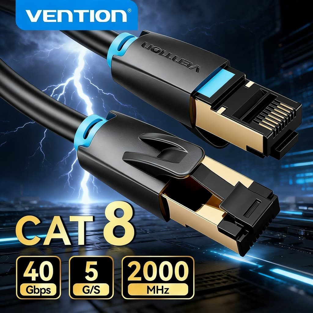 Vention Cabo Ethernet Cat8 40 Gbps Super Speed SFTP Lan De Rede Banhado A Ouro Conector RJ45 Patch Cord Para Modem Lapto