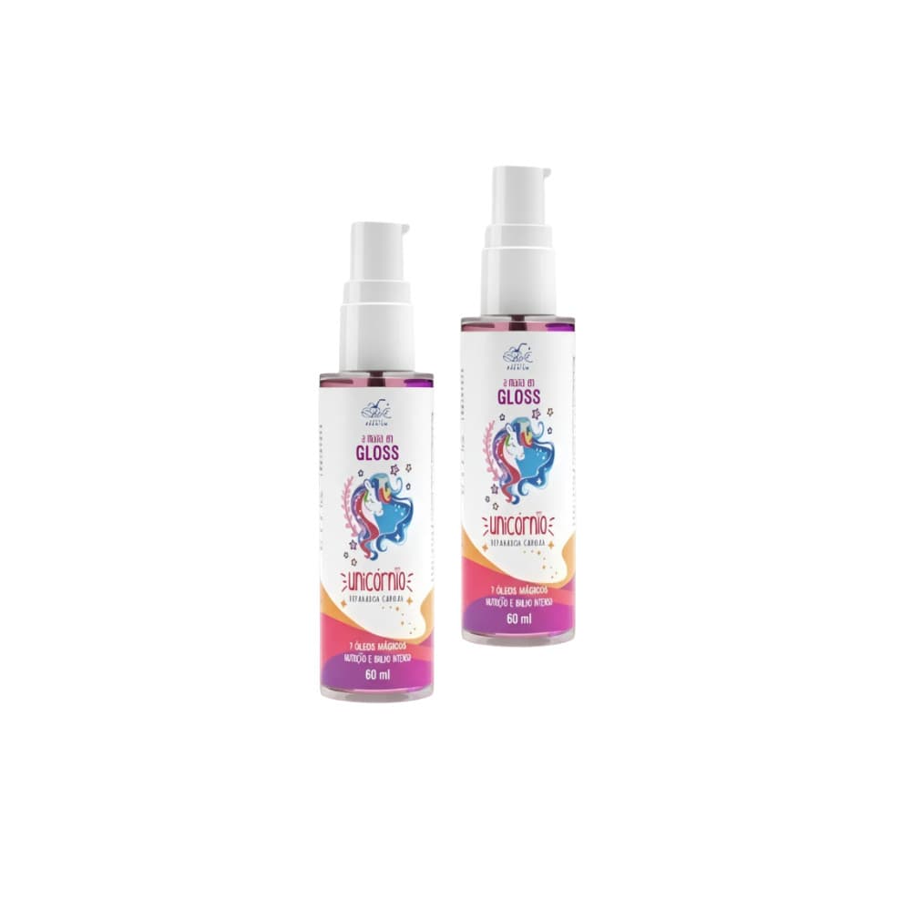 Kit 2 Óleo Capilar Gloss Unicornio Cabelo Brilho Intenso