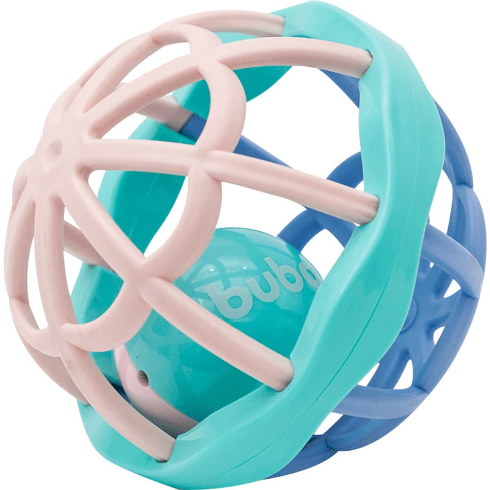 Chocalho Baby Ball Mordedor Cute Colors Buba Bebê Bola Mordedor para bebê Rosa menina