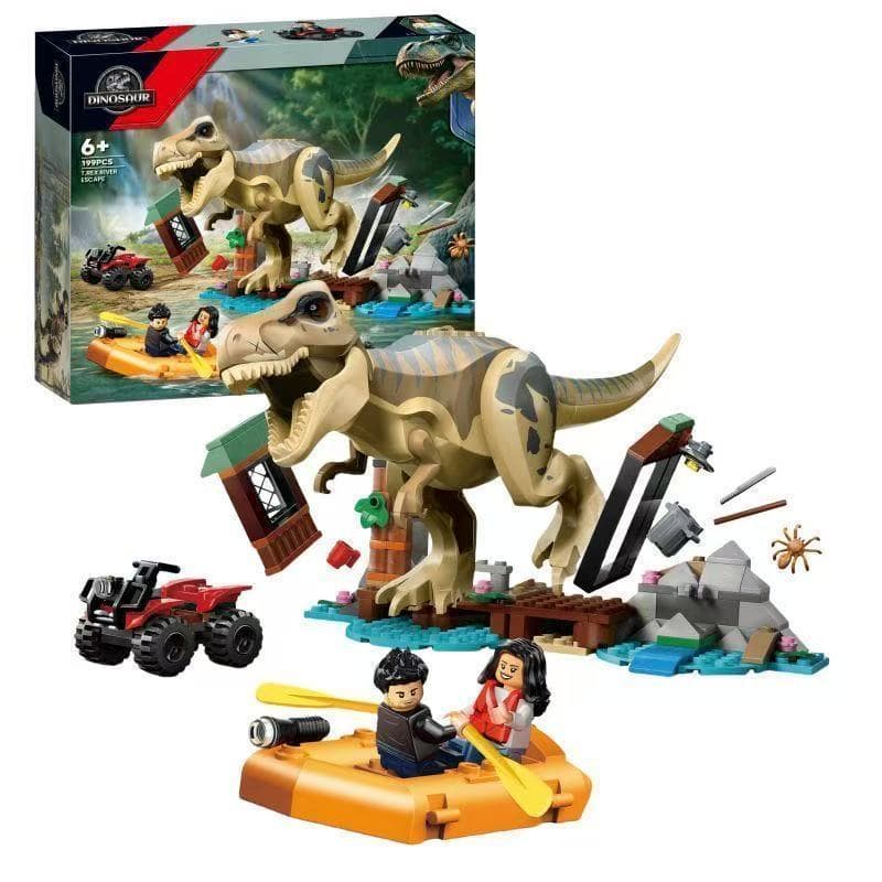 Compatível Lego dinossauro mundo rio tiranossauro Rex triste Escape montado bloco de construção brinquedo conjunto prese