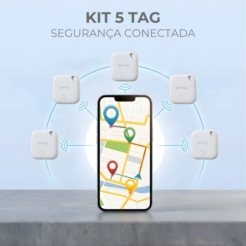 Kit 5 Peças Tag Rastreadora Mini Localizador Alta Precisão Branco
