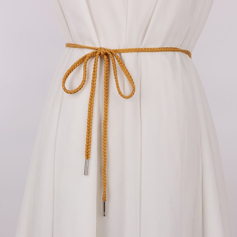 Fio de algodão trançado cintura corda vestido decorativo feminino moda All-Match colorido borla cinto fino saia combinan