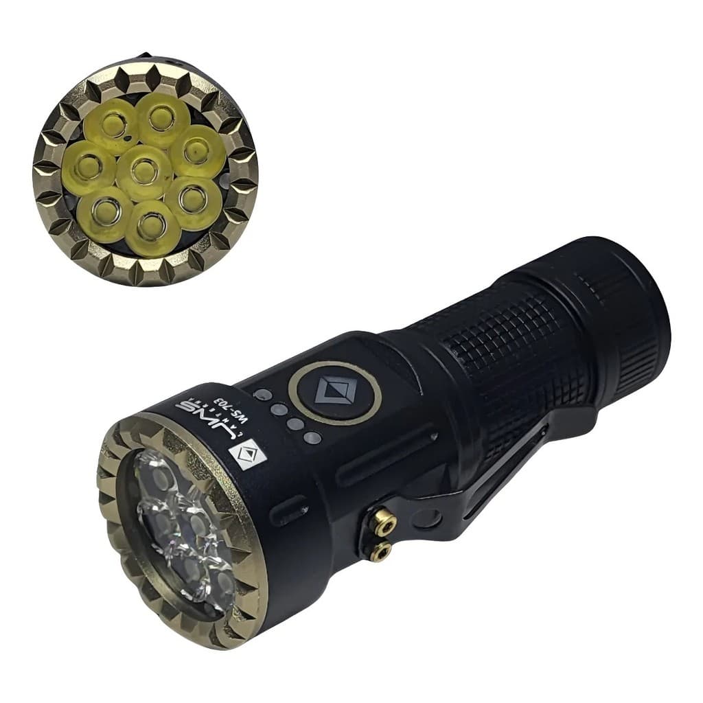 Lanterna Tática JWS  LED V3 Alta Potência Recarregável USB-C Foco Ajustável Zoom Profissional Alumínio Resis WS-696