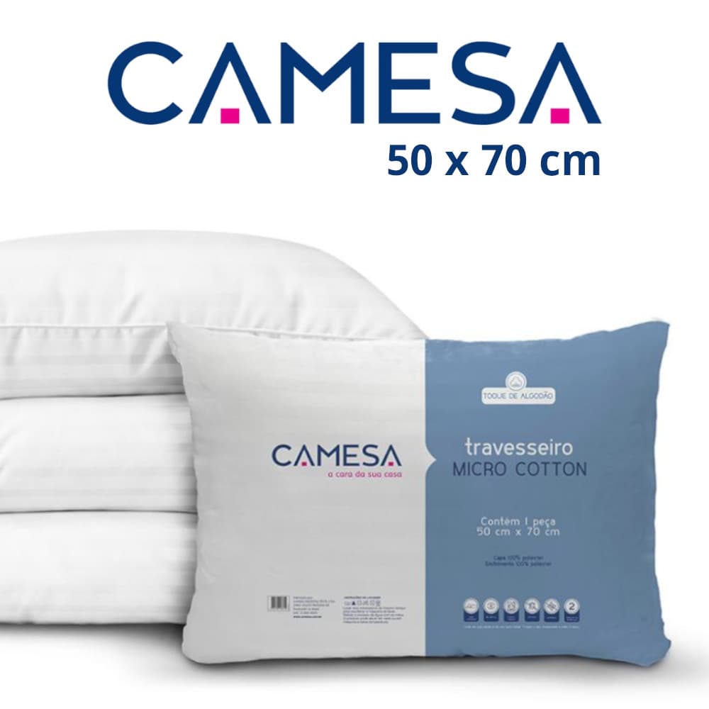 Travesseiro Micro Cotton Suporte Firme 50x70 Camesa (antialérgico, anti ácaro, não deforma)