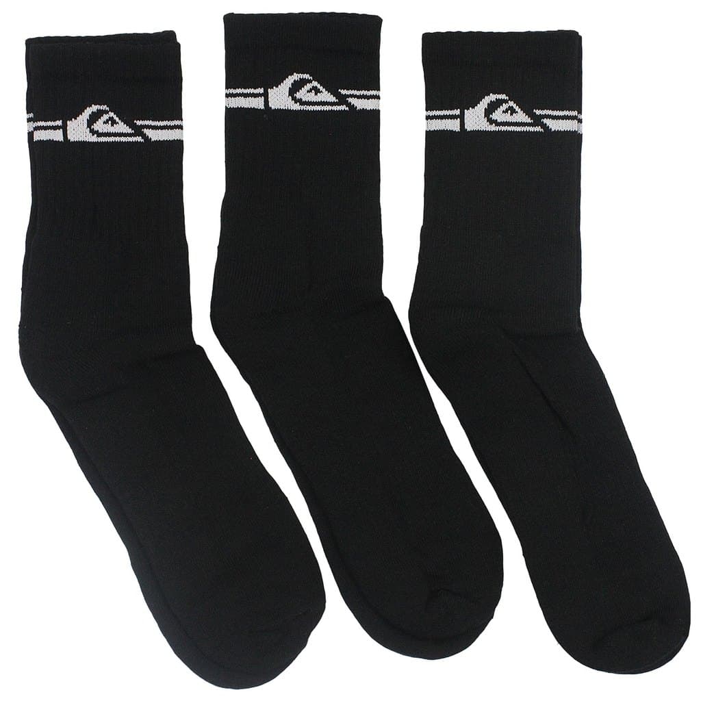 Meia Quiksilver Cano Médio Preta Kit com 3 pares