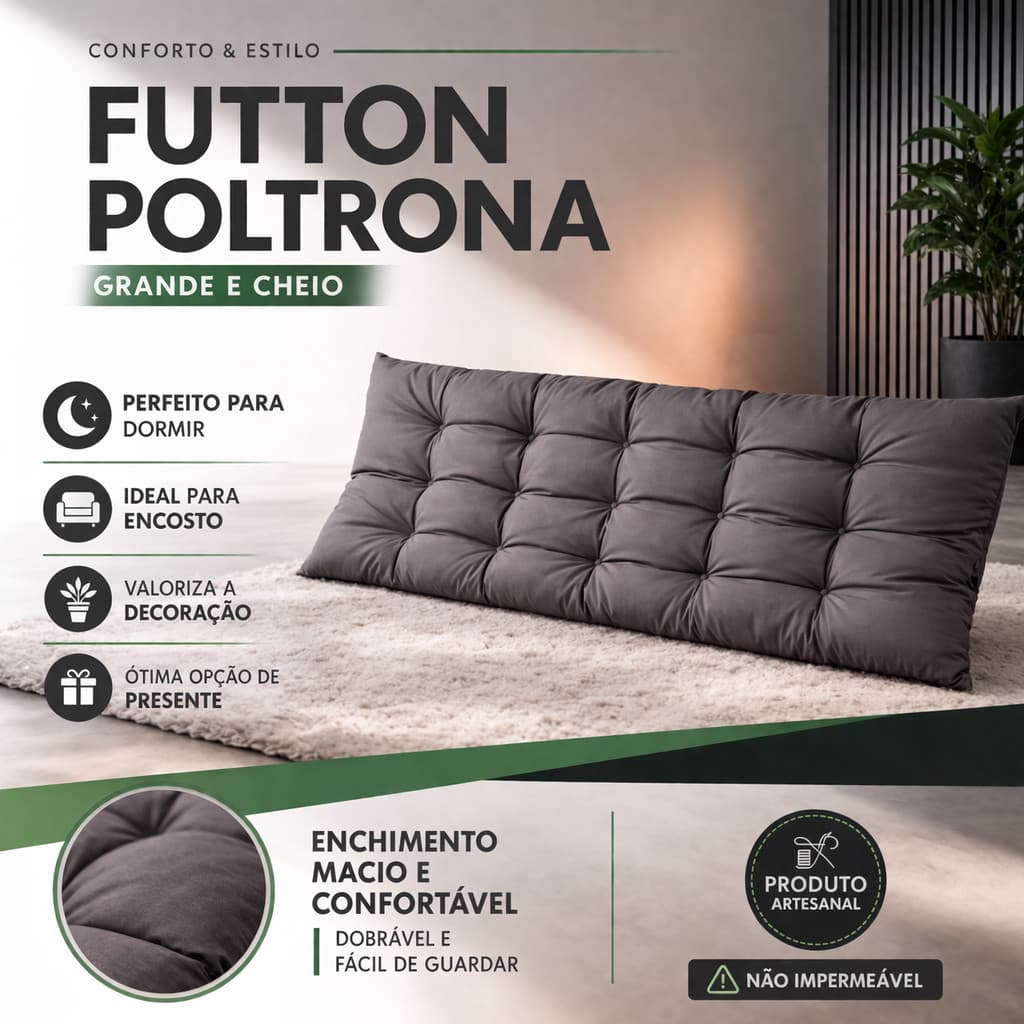 Almofada Futon Dobrável 170x60x9 Colchonete Dobravel Futon Uso Versatil