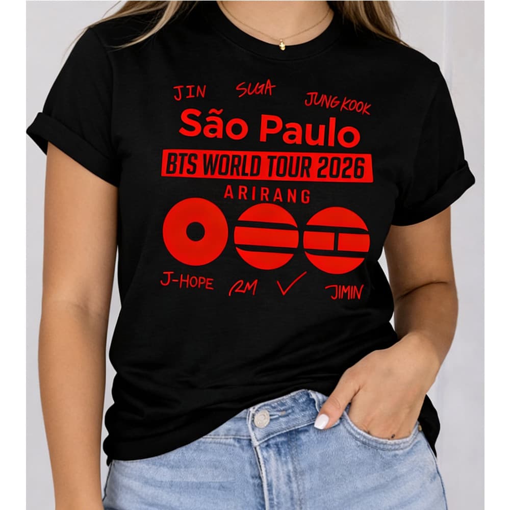 Camiseta Feminina Masculina BTS World Tour 2026 Camisa Army BTS Fãs Kpop T-shirt Unissex Streetwear