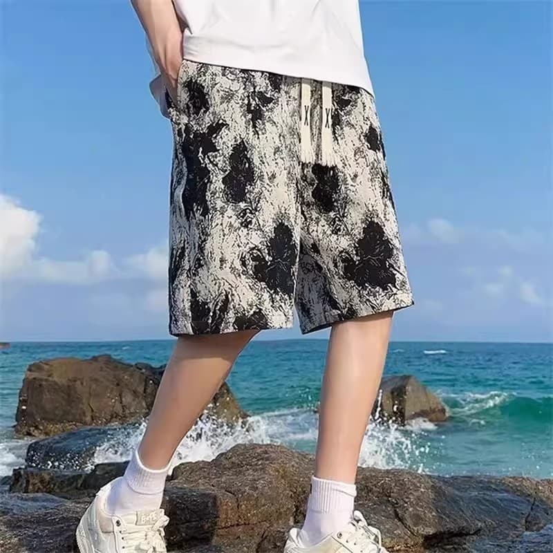 Shorts esportivos casuais masculinos soltos verão exterior Design sentimento respirável tamanho grande calças de seda ge