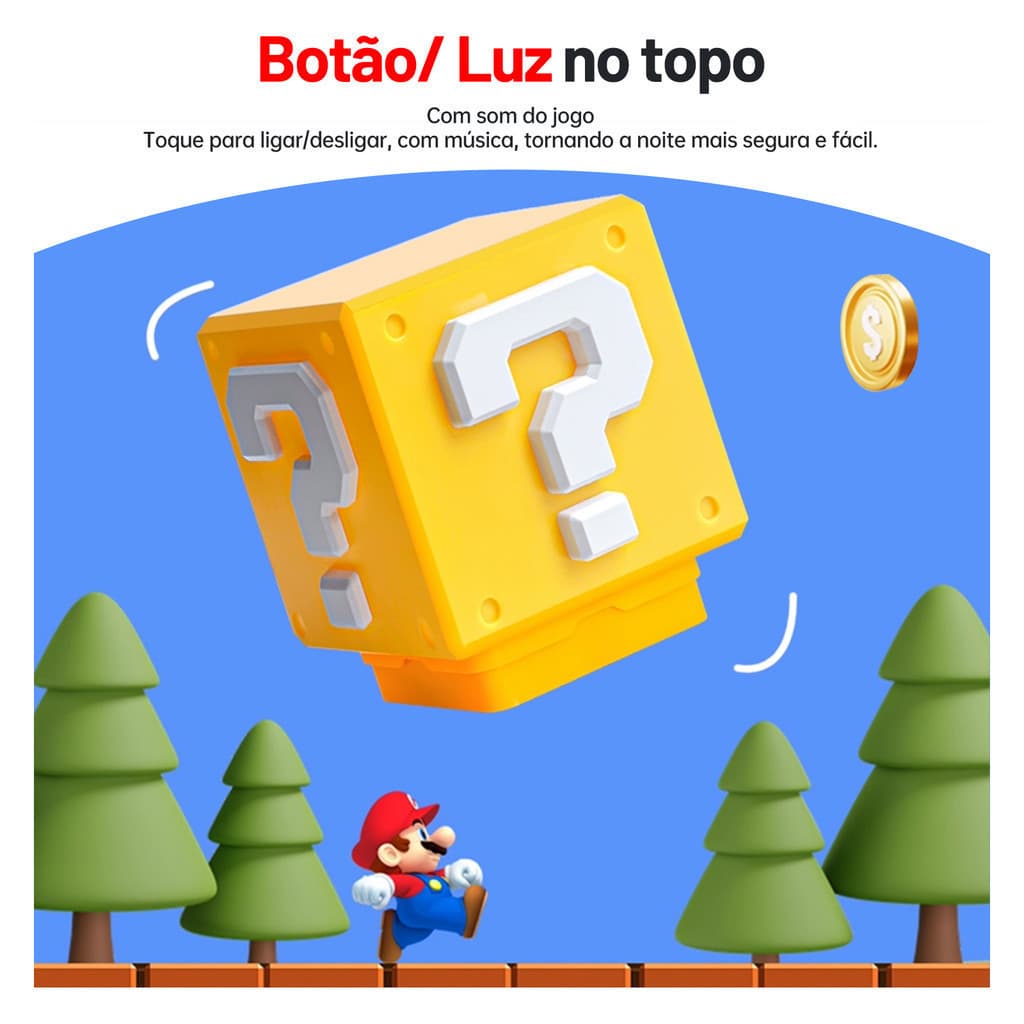 Luminária Com Som Cubo Bloco Gamer Abajur De Cabeceira Mesa