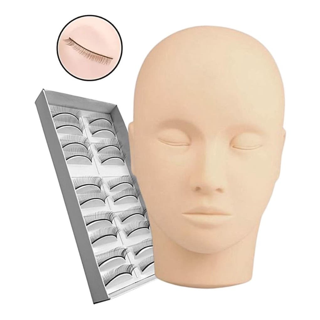 Kit Cabeça De Treino 5 Pares De Cílios Treino Extensão Fio a Fio