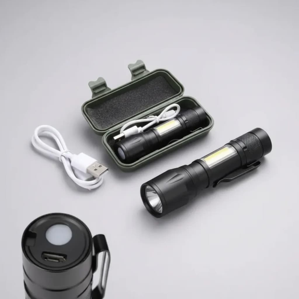 Mini Lanterna Tática Recarregável USB Ultra Fort e Portátil