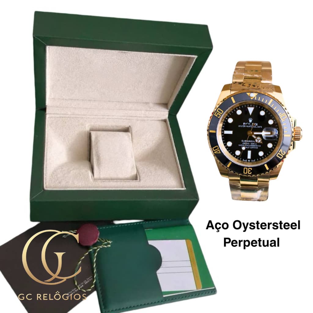 Case Estojo Relógio Para Viagem + Relógio Gmt-Master II dourado Jubilee