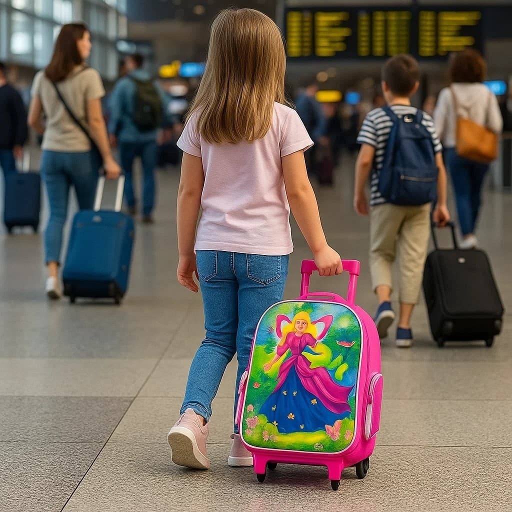Mochila de Rodinhas Infantil Princess Wings Escola Passeio Mochila Rosa Meninas Estampa colorida