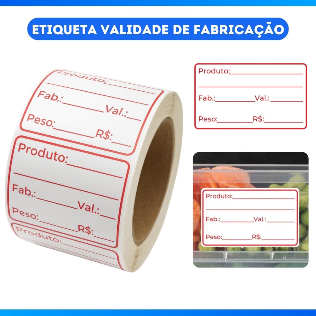 Etiqueta De Validade Fabricação com Tarja 50x30 667 Etiquetas - PROMOÇÃO