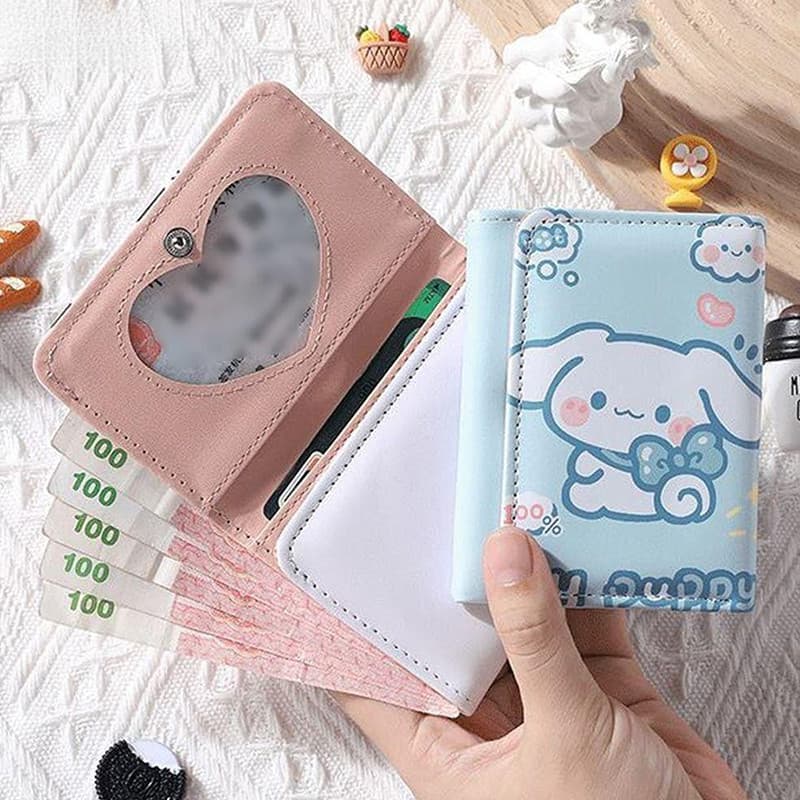 Carteira de Material PU com Múltiplos Slots da Série de Desenhos Animados Sanrio Kuromi, Pochacco, Cinnamoroll