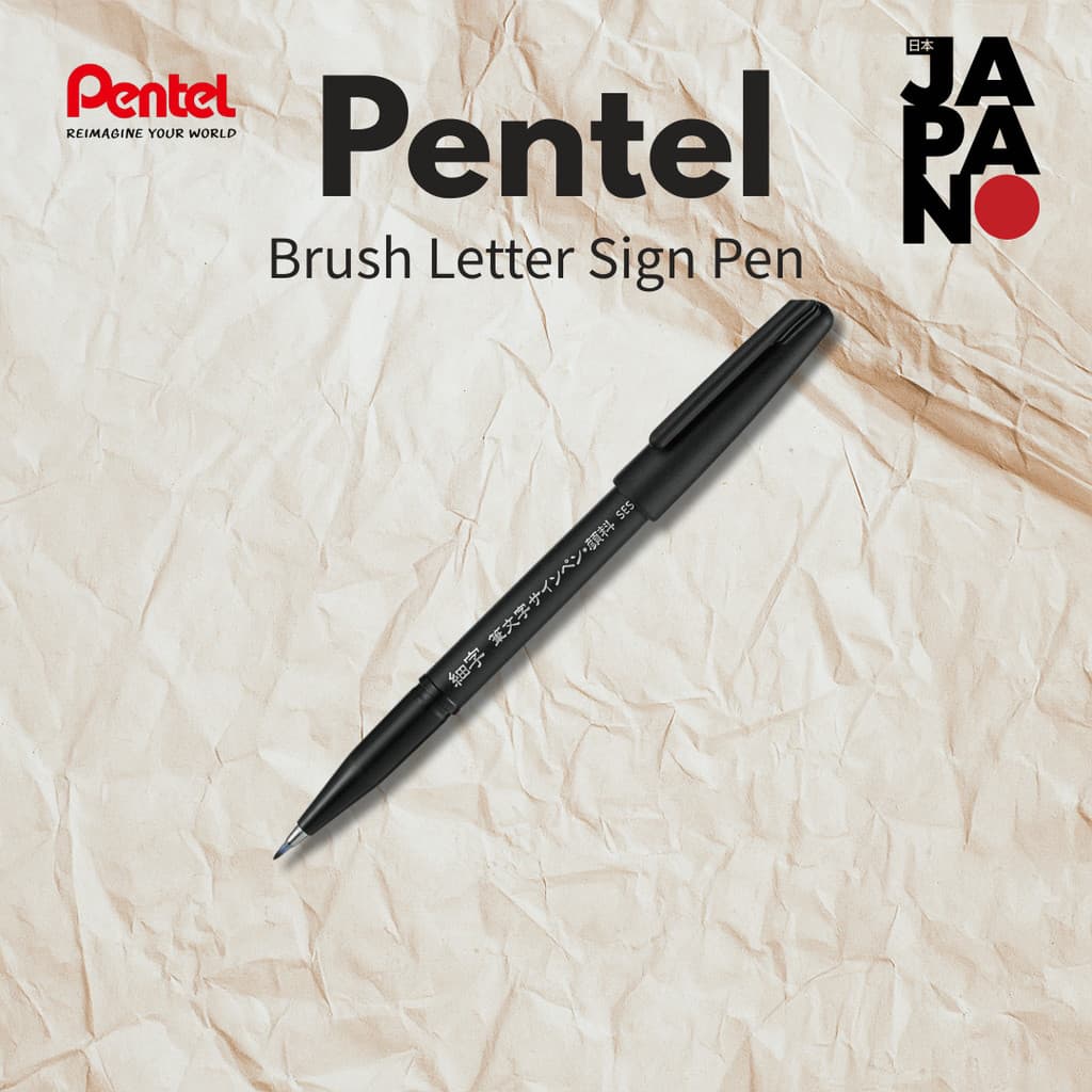 Pentel Brush Sign Pen Tipo Pigmento Ponta Fina XSESP15FA Pacote Com 5