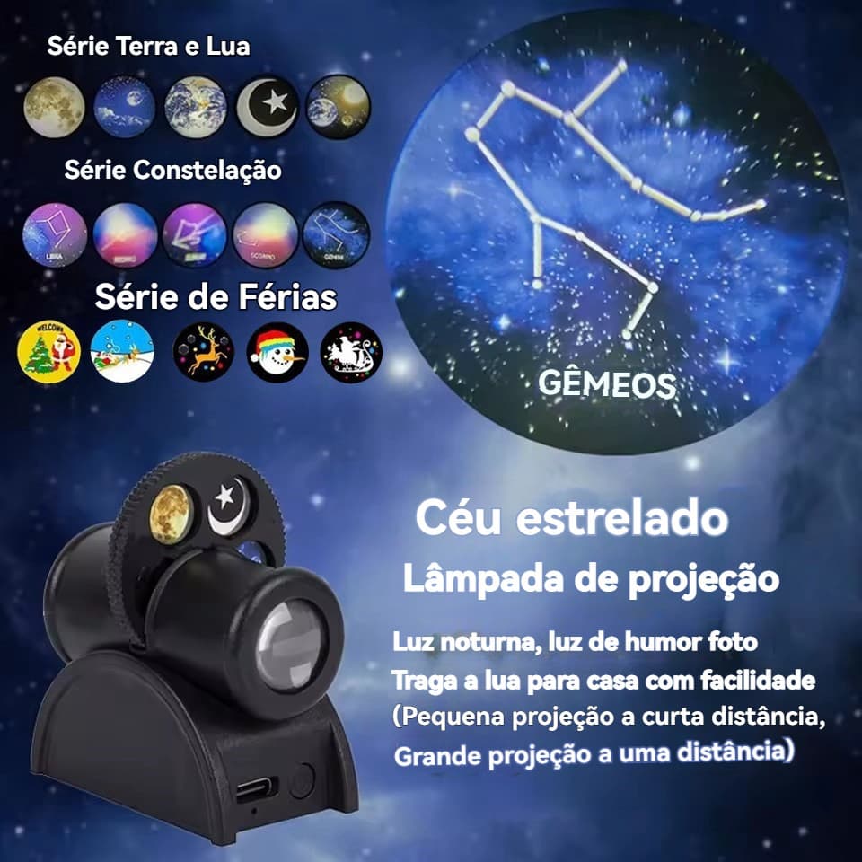 USB Criativo Céu Estrelado Lâmpada De Projeção Terra Constelação Série Férias Luz Noturna Ambiente