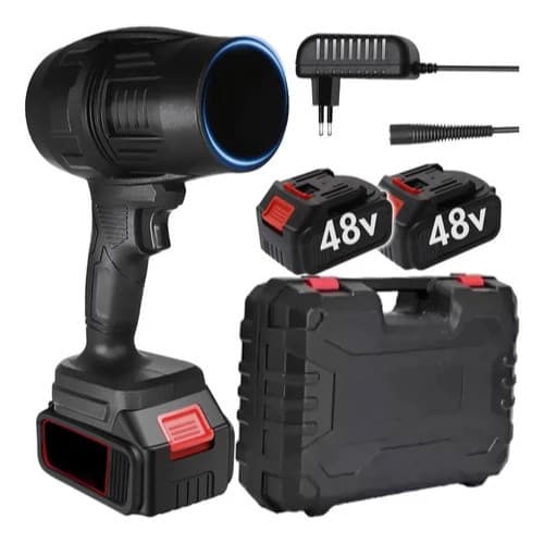Soprador De Folhas Turbo Portátil Recarregável 48v Com 2 Baterias Potente Limpeza Interna e Externa