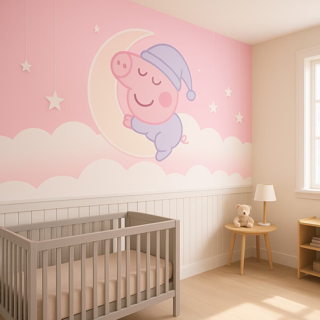 Papel de Parede da Peppa Pig + Nome  M² parede total Pepa
