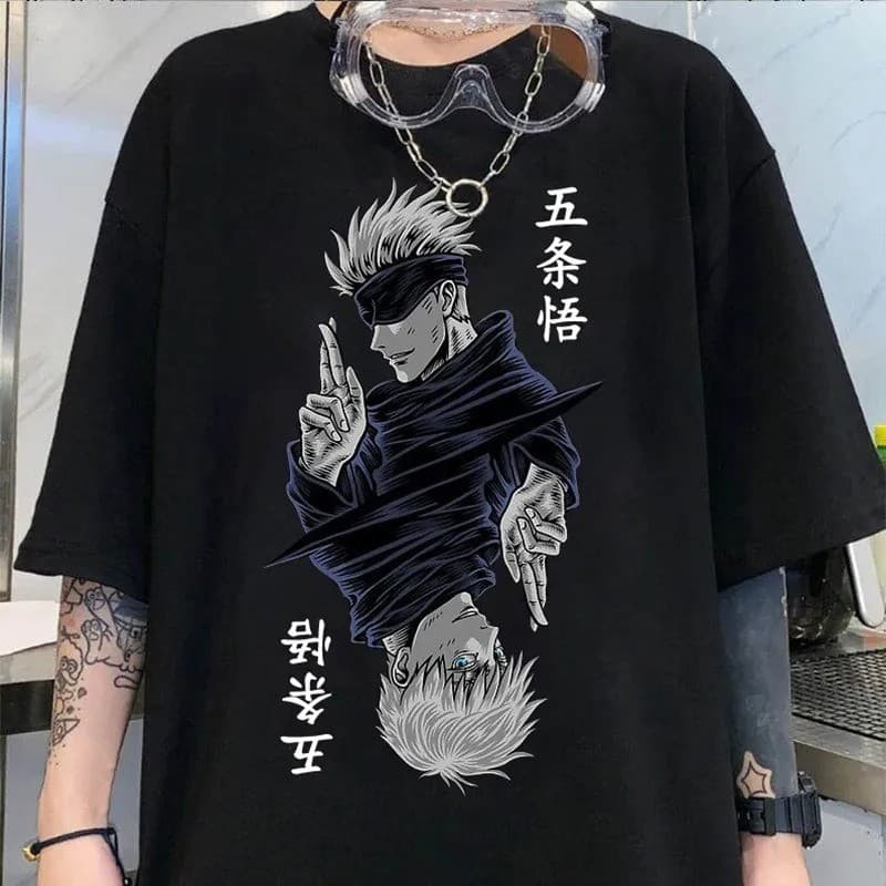 Camiseta Camisa Jujutsu Blusa Feminina Masculina Anime Gojo Satoru T-shirt 100% Algodão Premium ENVIO RAPIDO