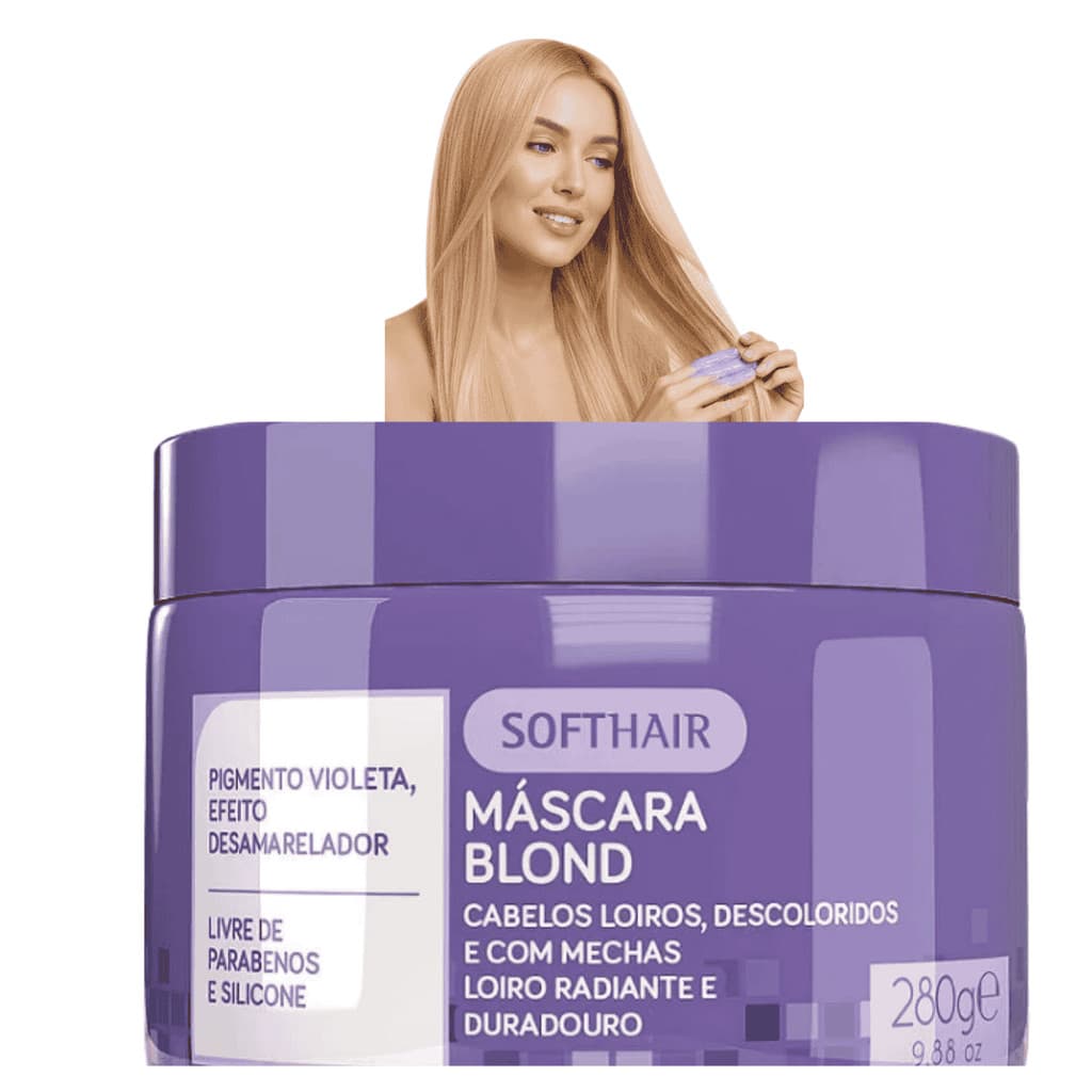 Máscara Blond Soft Hair para cabelos loiros - Hidratação Intensa - Nutrição Profunda - Pele Macia