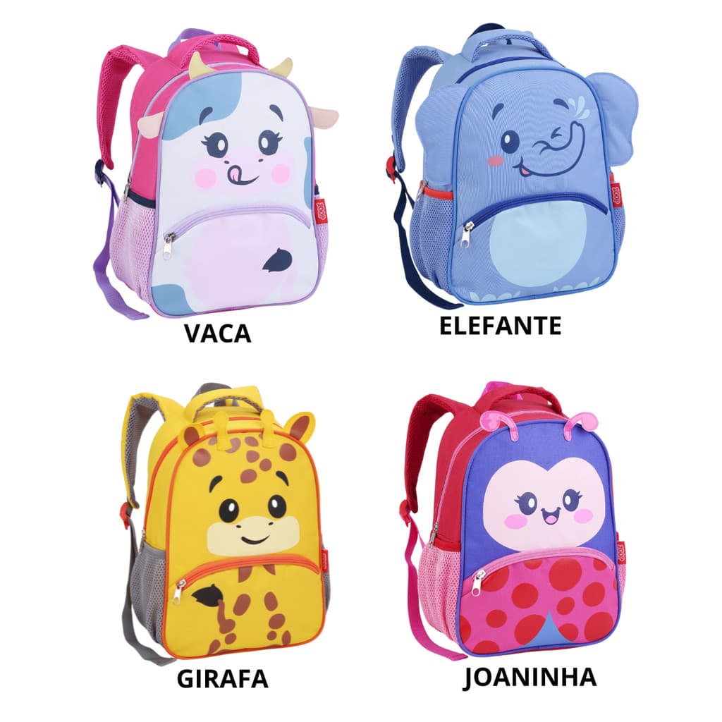 Mochila Infantil Escolar Animais Costas 3D Zoop