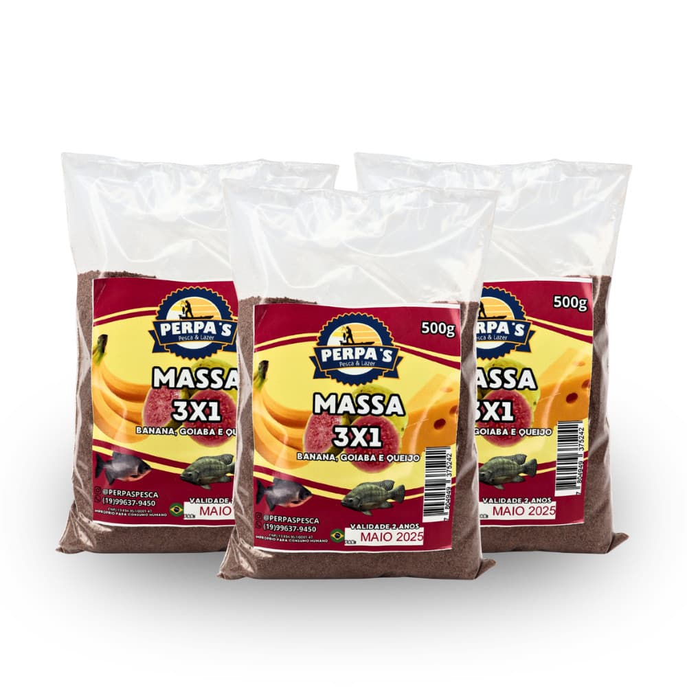 Kit C/ 3 Unidades Massa Perpas Pesca (500g cada)