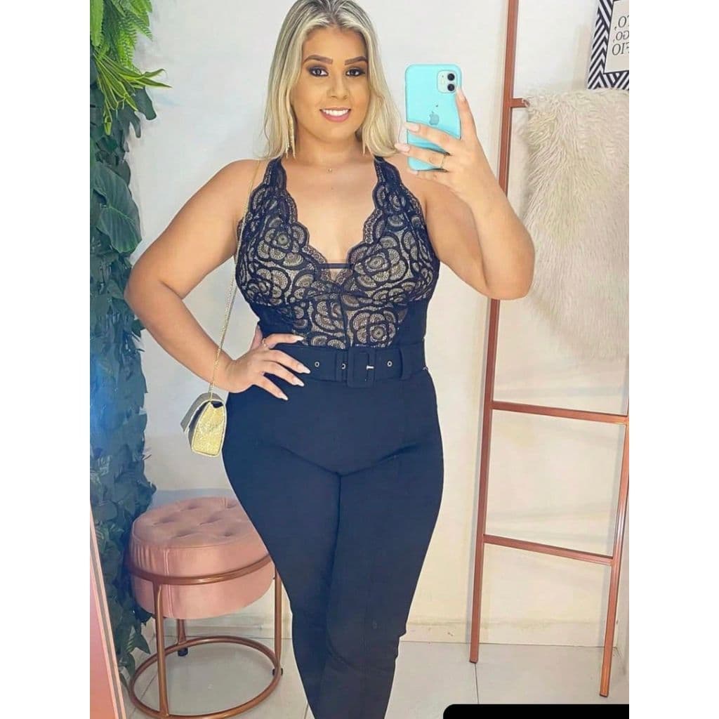 Body de Renda Plus Size Bory Moda Feminino Bore