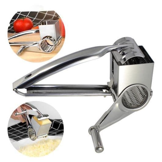 Ralador Aço Inox Manivela Manual Processador Queijo Frios Presunto Legumes Calabresa Pizza 19,5cm