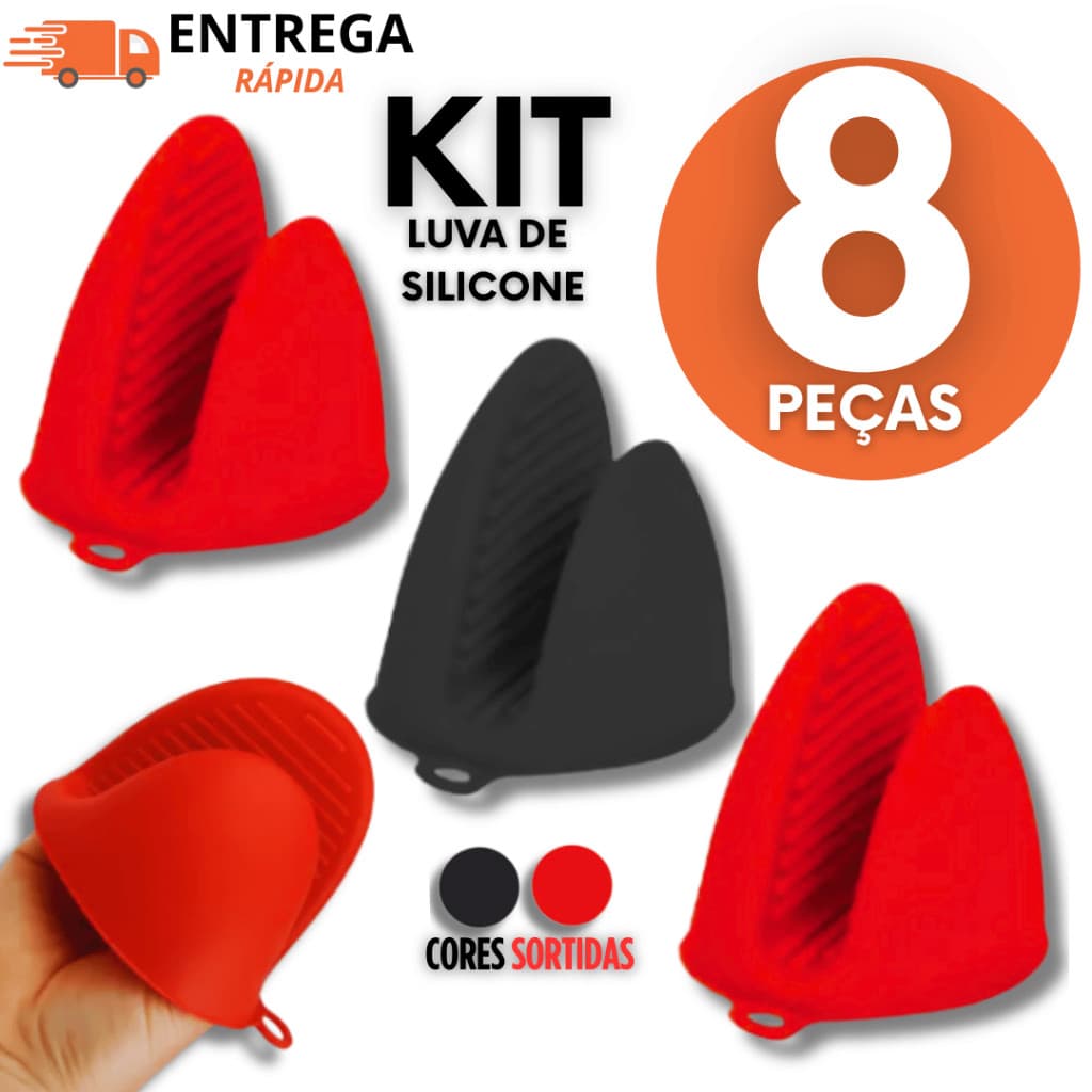 Kit 8/6/4/2 Luvas Bico de Pato Em Silicone Térmica Para Cozinha Forno Pegador Panelas Pratos Quentes